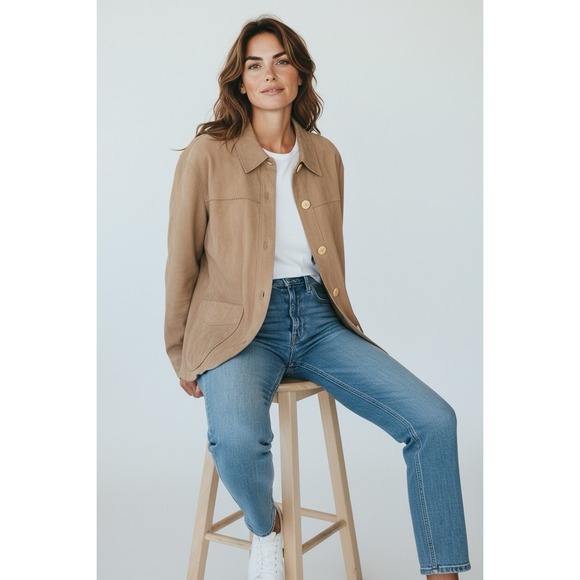 Idyllwind western rodeo fine suede leather womens shacket sz XXL/TTG beige - Picture 2 of 9